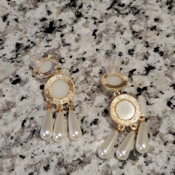 Boho Big Pearl drop Tassel Earrings gypsy - Picture 8 of 8